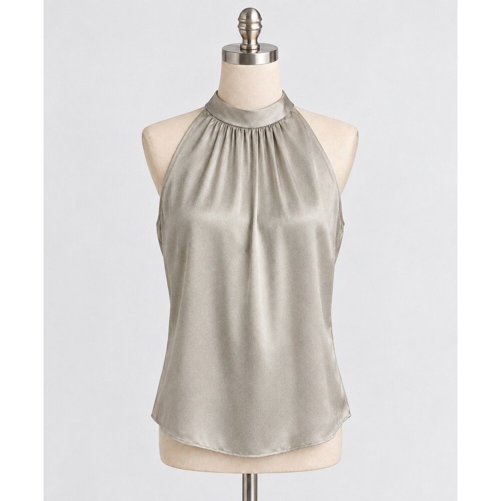 Quince 100% Silk Washable Halter Top Sleeveless Blouse Beige Women’s XS